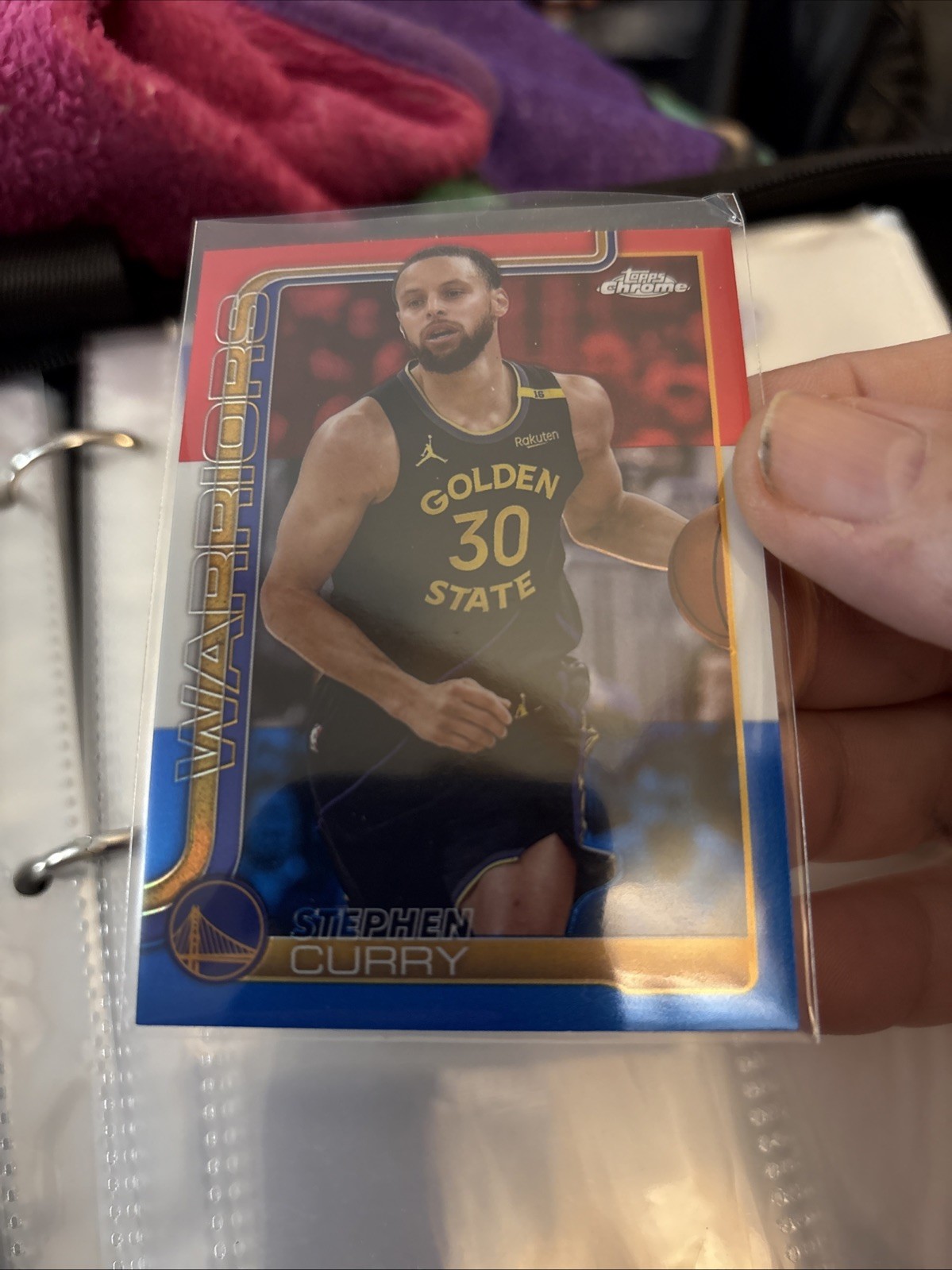 Stephen Curry 2025-26 Topps Chrome Basketball Red White Blue Refractor #201 C86