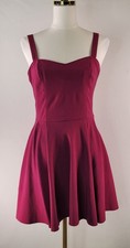 ASOS Fit & Flare Open Back Skater Dress Berry Pink Sleeveless US 6