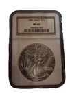 1987 $1 American Silver Eagle NGC MS69 Brown Label