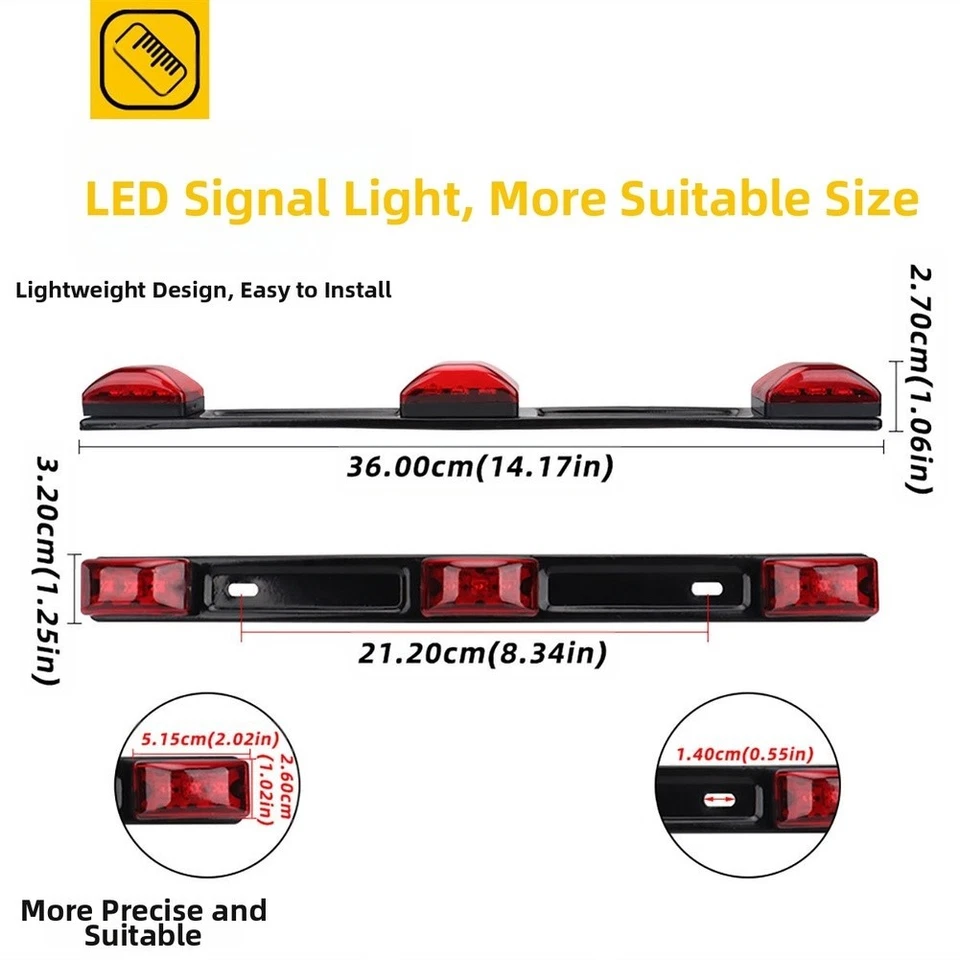 9 LED Red Tail Light Bar for Truck Trailer 12V Stop Brake Lamp IP67 Waterproof - Image 4 of 4