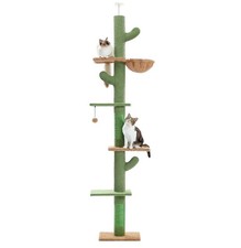 Road Cat Tree, Cactus Floor to Ceiling Cat Tower with Adjustable Height, 95-108"