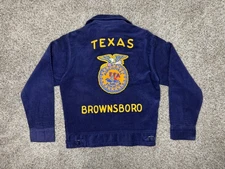 70s FFA Corduroy Chain Stitch Jacket Women Size 36 Texas Browsboro VTG (20x23.5)