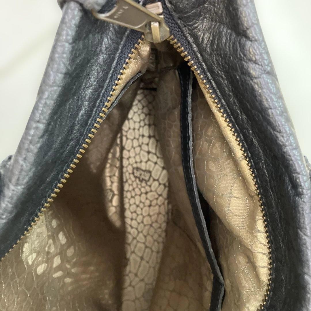 IBIZA Leather Handbag Python Pattern Black Large … - image 6