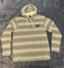Billabong Cedros Hoodie Shirt Mens Medium Green Multi Stripe Pullover Pocket