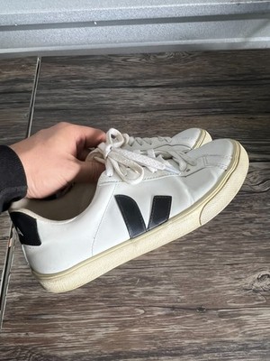 Veja Esplar Leather Sneakers Womens 8 White Black Low Top Lace Up