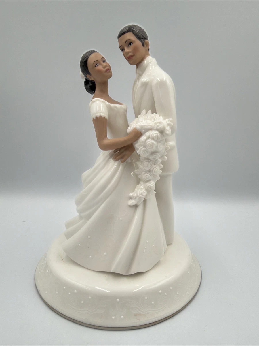 Pomurom Figurine Mariage 3D Couple Marié se Donnant Un Bisou, Cake