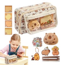 Capybara Pencil Case Portable Cute Stationery Pen Case Zippered Wide Clever