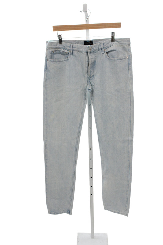 A.P.C. Mens Tapered Blue Cotton Jeans Button Fly Size 34