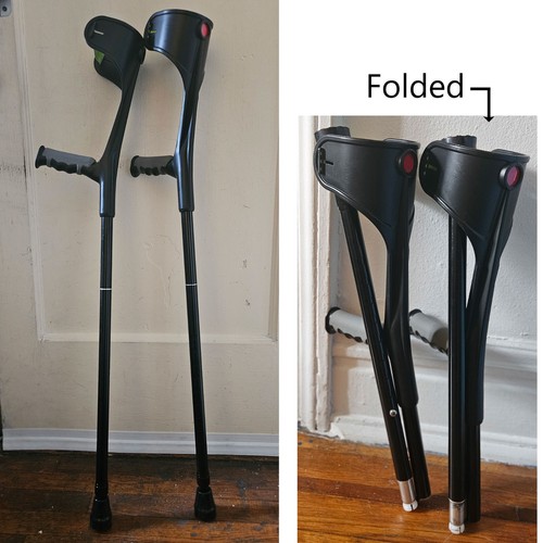 Folding Forearm Crutches, 10 Adjustable Height with Front and Rear Reflectors