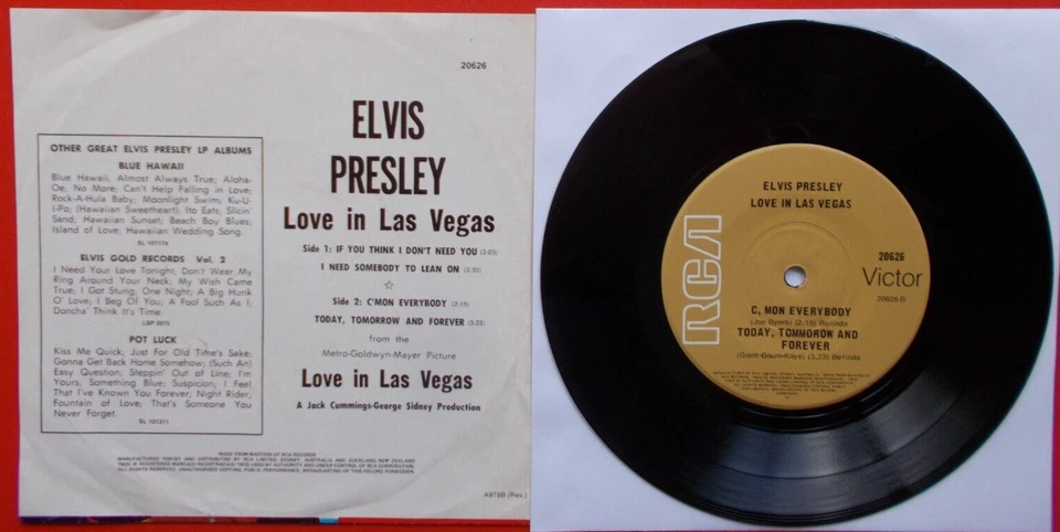 ELVIS EP Love in Las Vegas★If you Think i Don`t need you★Come O★RCA Victor 20626 - Bild 4 von 4