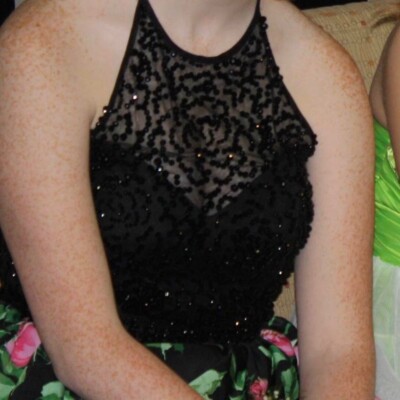 sherri hill size 8 ball gown halter top prom dress pockets beaded black  rose | eBay
