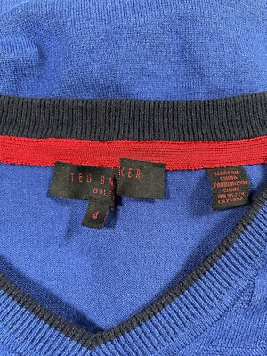 Ted Baker Golf V Neck Pullover Sweater Size 4 China Cotton Modal