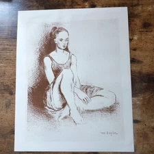 Moses Soyer Young Women Dancer Lithograph Signed in plate COA Collector's Guild