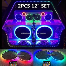 JHB 2PCS 12" RGB CHASING Flow LED Car Audio Subwoofers Speaker Rings Lights Set