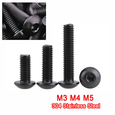 M3 M4 M5 Schwarz A2 Edelstahl Linsenkopfschrauben mit Innensechskant DIN 7380