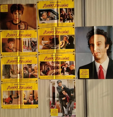 set completo fotobuste + sogg JOHNNY STECCHINO Roberto Benigni Nicoletta Braschi