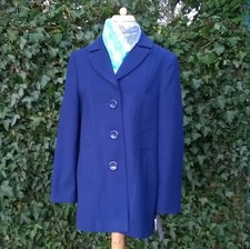 Ladies Ewm Short Coat Jacket Dark Blue Uk 14 Single Breasted 3 Button Close Nwt