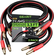 Gearit 14 AWG Speaker Cable with Banana Plugs 14Ga Banana Wire for Bi-Wire Bi-Am