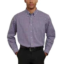 Kirkland Signature Men’s Traditional Fit Dress Shirt, Red Navy Blue Check