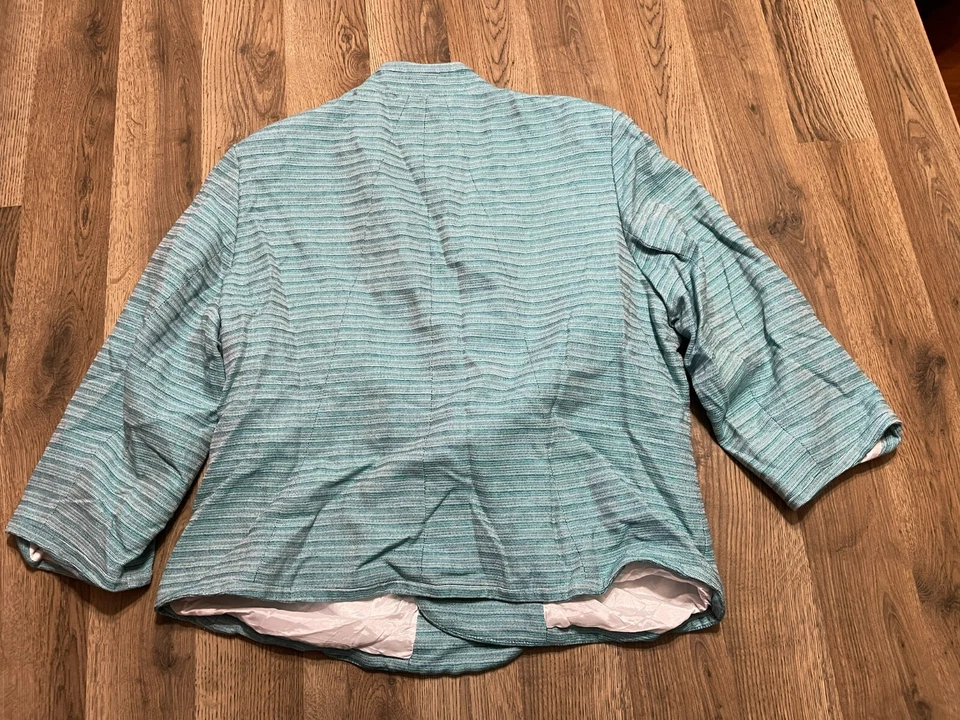 Chaqueta Evan Picone, Mujer Talla Grande 18W, Azul Blanco, Blazer Foto 2 de 4