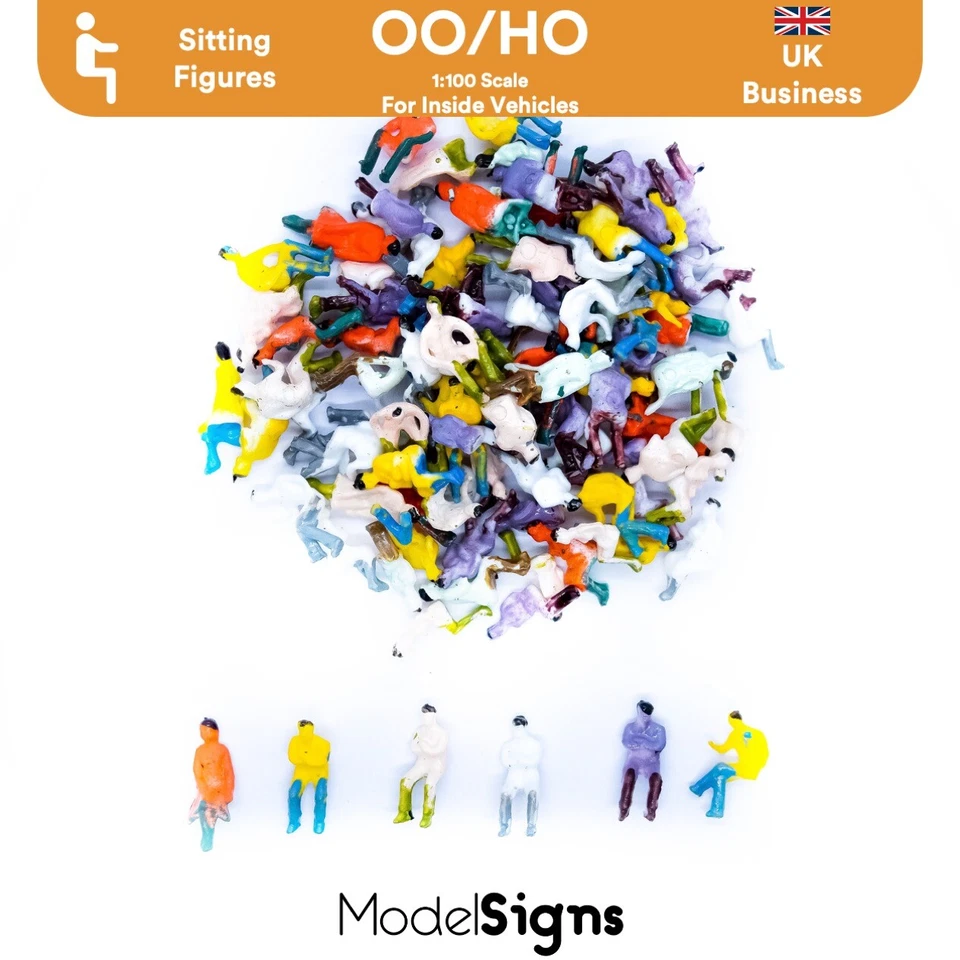 UK 100x Sitting Figures Passengers for inside train/car/bus - for Hornby OO HO