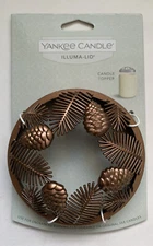 YANKEE CANDLE COPPER COLORED PINECONES ILLUMA-LID JAR CANDLE TOPPER HTF
