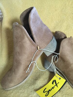 New W Tags Seven 7 Soho Boots Size 8 Tan Suede Leather Snazzy
