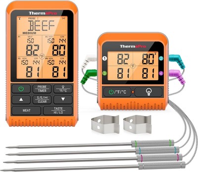 4-Probe Wireless Grill Thermometer with Smart Alerts - Ideal for Outdoor Cooking