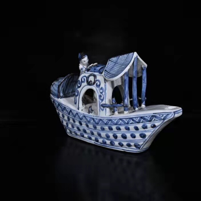 Chinese Vintage Blue&white Porcelain Handmade Boat Statue 30421 | eBay