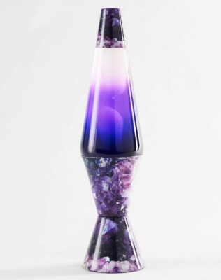 17 Inch Clear Liquid White Wax Lava Lamp, 32 oz. Amethyst Inspired