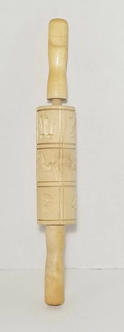 Springerle Cookie Rolling Pin Dough Roller Birds Animals Fruit Shortbread