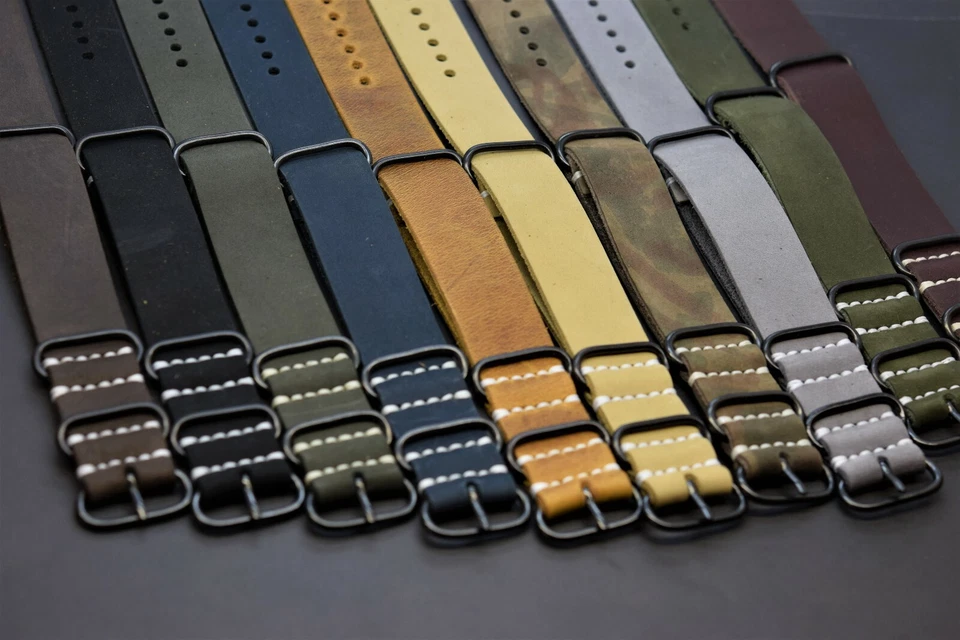 皮革表带,军用表带,适合沛纳海 18/20/22/24/26 毫米礼品男士 — 第 2/4 张图片