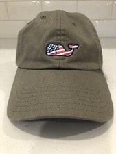 Vineyard Vines Khaki Baseball Cap American Flag Whale Adjustable Strap back
