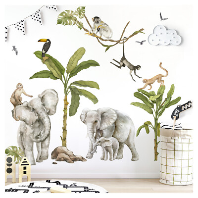 Grandora XXL Wandsticker Set Safari Baum Tiere Wandtattoo für Kinderzimmer DL770