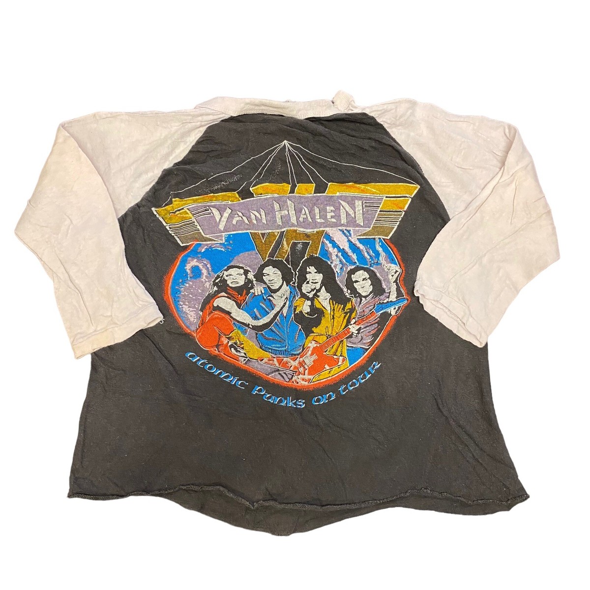 VTG Van Halen 80s Atomic Punk on Tour 3/4 Sleeve Shirt Sz S (See 