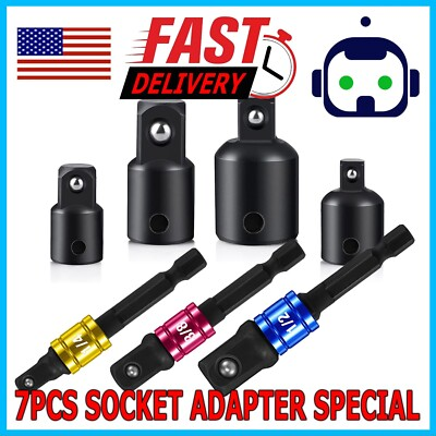 #ad #ad 7 pack 3 8quot; to 1 4quot; 1 2 inch Drive Ratchet SOCKET ADAPTER REDUCER Air Impact Set $6.99