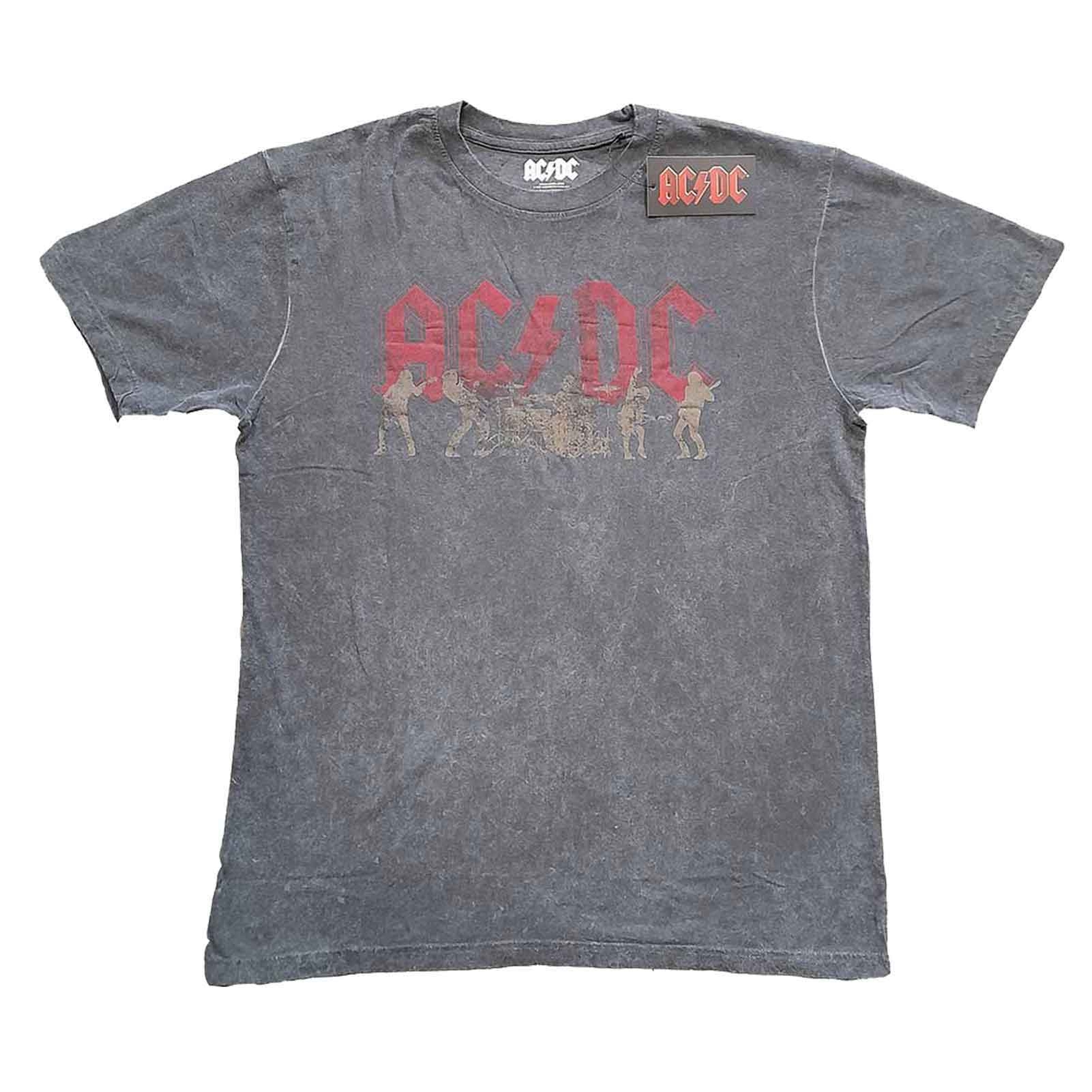 Vintage AC/DC Silhouette Unisex T-Shirt in Snow Wash Charcoal Grey
