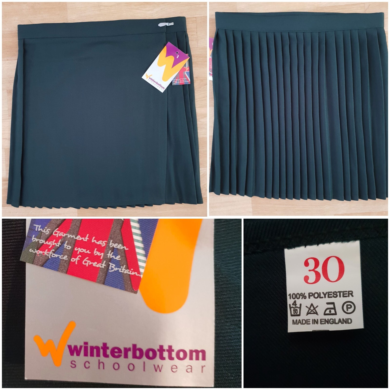 Falda/falda Winterbottoms verde botella PE talla 30" cintura ajustable