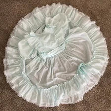 Vintage Mini World Floral Prairie Dress 8 Lace Ruffles Party USA Full Circle