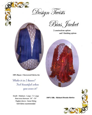 Twisted Threads Sewing Pattern Women's BIAS JACKET by Patti Dunn S-M-L-XL UNCUT