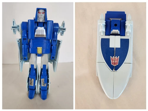 Vintage 1986 Transformer Decepticon G1 Scourge Blue Jet Boat Hasbro Takara