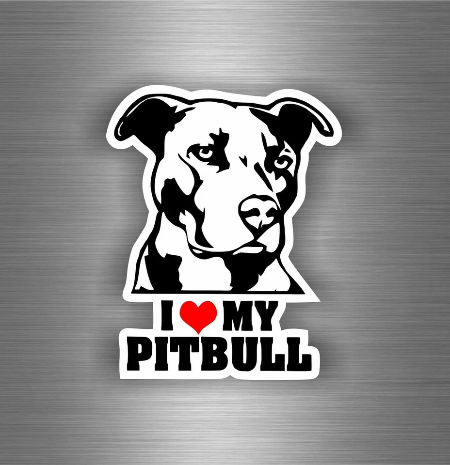 Autocollant sticker voiture moto i love my pitbull chien tuning