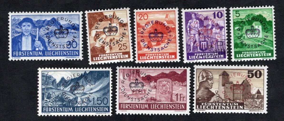 Liechtenstein  1937-41 stamps Mi#Dienst 20-27 START10%ONLY MH/used CV=54$