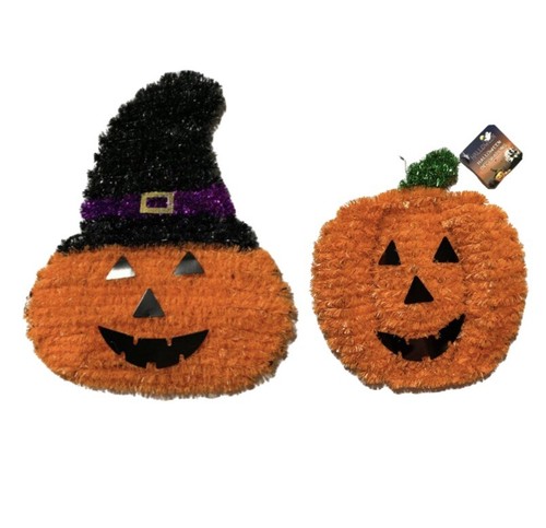 Lot Of 2 Halloween Pumpkins Tinsel 