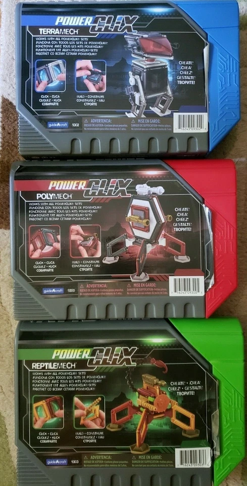 3 NIB Guidecraft PowerClix Magnetic Building Sets Terramech Polymech Reptilemech - Image 2 of 2