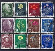 Switzerland 1947, 1948 & 1949 Pro Juventute Sets Used CV £42