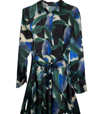 MNG by Mango Multicolor Satin Wrap Style Side Slit Dress - Size US 6