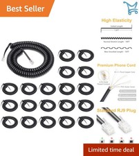 20 Pack Phone Cord Coiled Uncoiled Landline RJ9 RJ10 RJ22 4P4C Black
