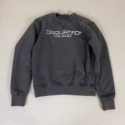 DSQUARED2 MILANO Sweatshirt Youth 14Y Charcoal Gray Cotton Crew Neck *Faded*