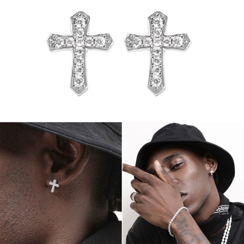 Full Rhinestone Vintage Gothic Crucifix Stud Earring Jewelry Christian Gifts - Picture 2 of 8
